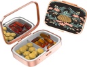 Cute Small Pill case for Pockets & Purses,Elegant Pill Box hace un gran regalo,2 Compartment Travel Medicine Organizer Tiendas Progesterone,Capsule Pills, Ibuprofeno, Vitamins-Rose Gold2