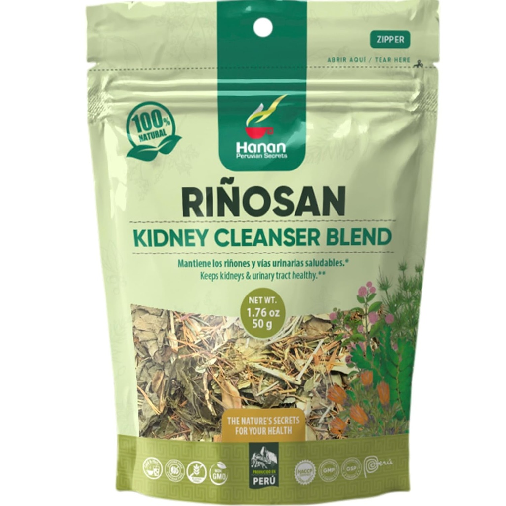 Hanan Riñosan Herbal Blend 1.8 oz (50 g) - Leaf Loose Tea de Dried Chanca Piedra (Stone Breaker), Horsetail, Cat's Claw y Huamanpinta - Suplemento Herbal