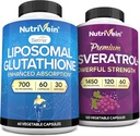 Nutrivein Liposomal Glutathione Suplemento " Resveratrol Supplement Bundle: High-Absorption Liposomal Glutathione " Resveratrol Capsules for Nutritional Support
