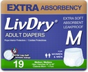 Ropa interior de incontinencia de adultos de LivDry, pañales de adultos de Absorbencia Extra, protección de leca, mediana, 19 patas
