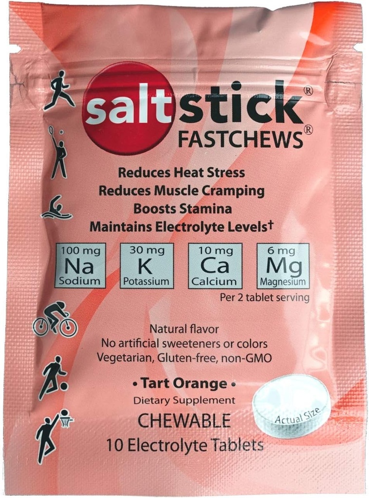 SaltStick Fastchews, Electrolyte Replacement Tablets for Rehydration, Ejercicio Recuperación, Jóvenes &amp; Adult Athletes, Senderismo, Recuperación Deportiva, 10ct Variedad 4-Pack