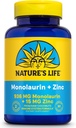 Natural Life Monolaurin Plus Zinc Immune Support Supplement - 936mg Monolaurin from Raw Coconuts, Zinc 15mg, Supports Gut Health, Balanced Gut Flora, 60-Day Guarantee, 45 Serv, 90 Vegetarian Capsules