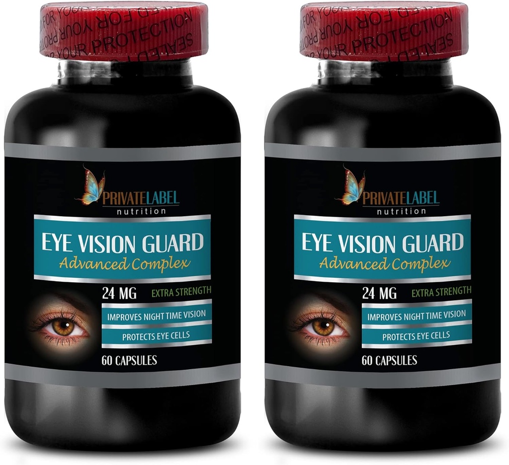 Eye Supplements Lutein - Eye Vision Guard 24 MG - Advanced Eye Complex - Lutein for Eyes, Vision Support Complex, Vitamin A, Grape Seed Extract, Vision Pills for Eyes Over 50, 2 Bottles 120 Capsules