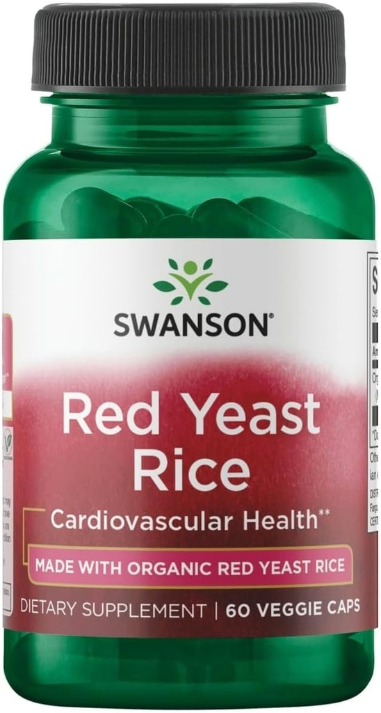Swanson Hecho con traje de levadura roja tradicional orgánico 600 Milligrams 60 Veg Capsules