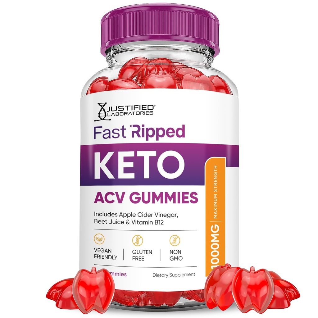 Fast Ripped Keto ACV Gummies Advanced Formula 1000MG Fast Ripped Keto Gummies Apple Sider Vinegar Formulado con Pomegranate Beet Juice Powder B12 Vegan Non GMO 60 Gummys