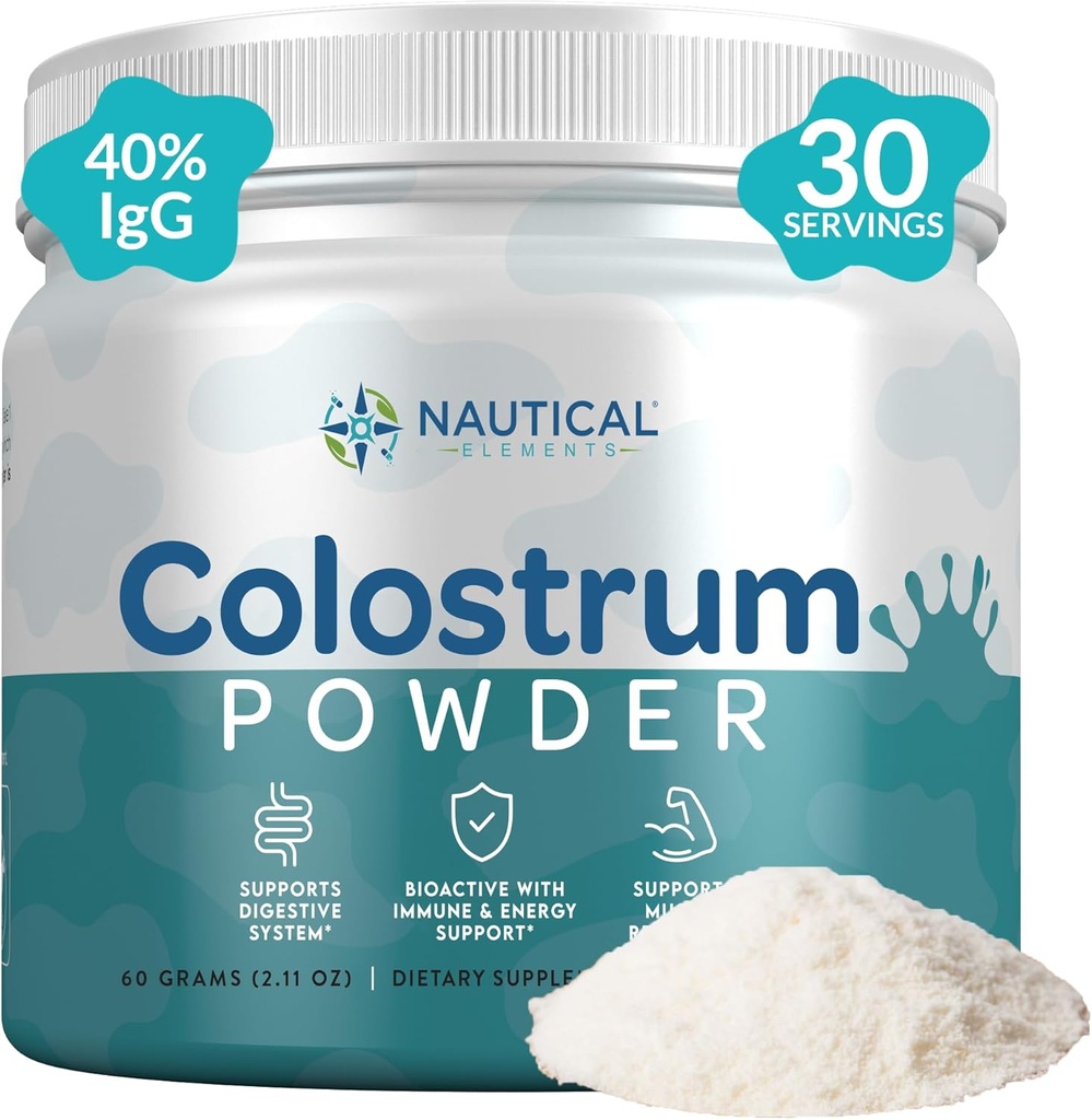 Colostrum Powder 60g, 40% IgG, 30 Servings ← Primera Milking de 4-6 horas, Grass-Fed, Pasture Raised, Unflavored Bovine Colostrum Suplemento de Midwest USA Farm ← Calostro Bovino para Adultos