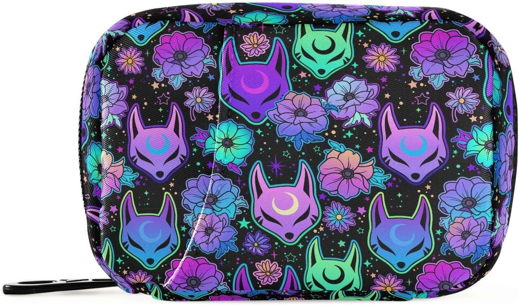 Bolso de organizador de píldoras semanales caja de organizador de píldoras psicópata Fox Camellia Púrpura portátil pequeñas cajas de píldoras diarias para aceites de vitamina pescado suplemento Holder con cremallera tamaño compacto