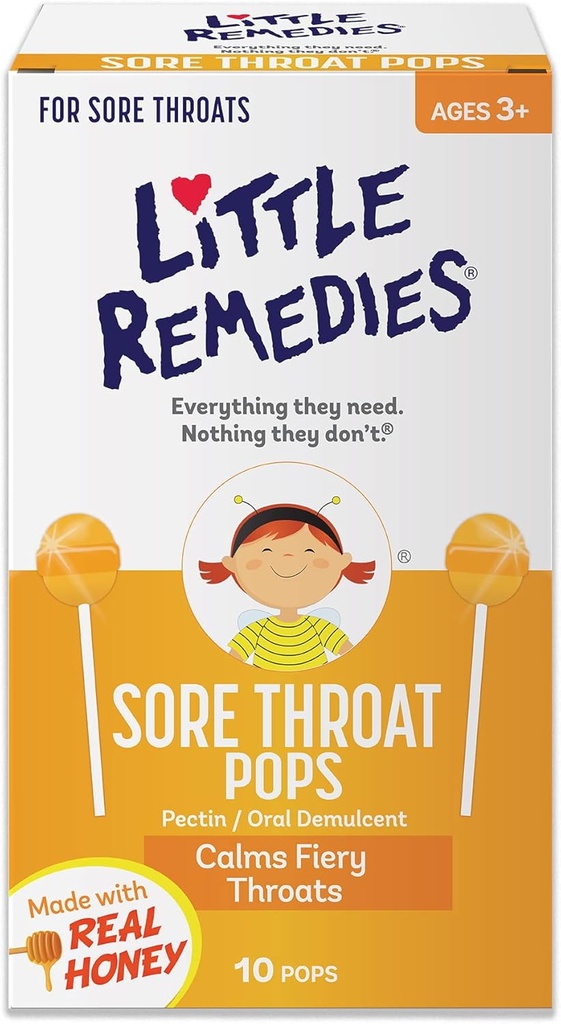 Pequeños remedios Sore Throat Pops, Hecho con miel real, 10 Conde(Pack of 1)