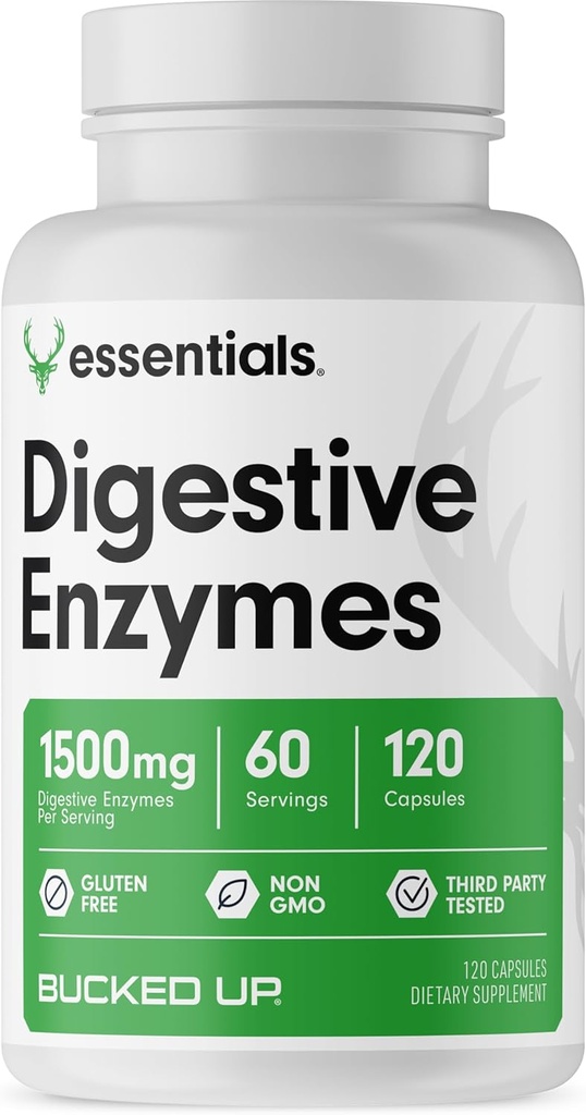 Enzimas digestivas enrolladas (1500 mg), Esenciales (60 Servimientos, 120 cápsulas)