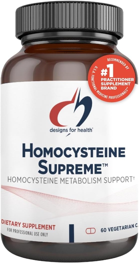Designs for Health Homocysteine Supreme - Methylated B Vitamins with Riboflavin, B6, B12, Folate, L-Serine &TMG for Brain Support & Heart Health - Methylated Multivitamin (60 cápsulas)