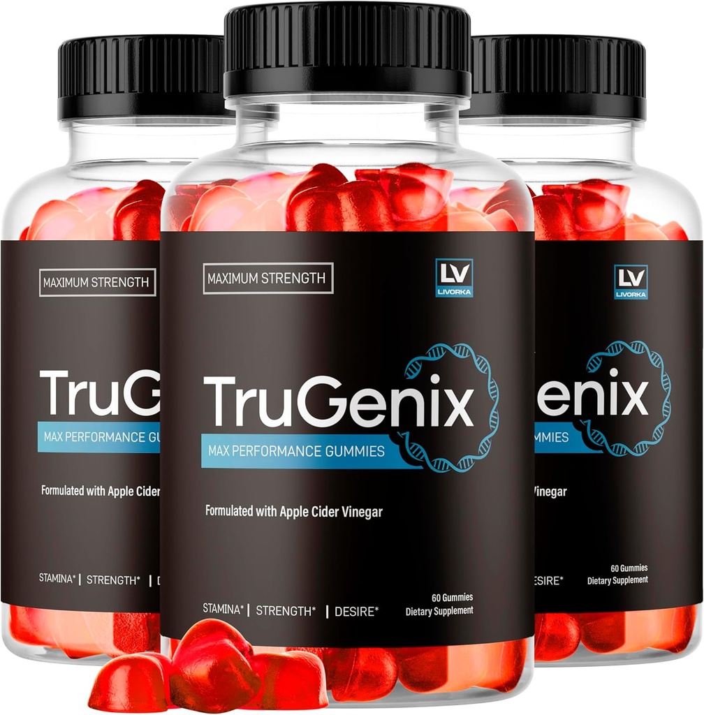 (3 Pack) TruGenix Gummies, TruGenix Gummies for Men, Official TruGenix Gummies Advanced Formula, TruGenix ACV Gummies, TruGenix Support Suplemento Gummies, Fórmula Premium, 180 Gummies para 3 meses