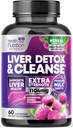 Gentle Liver Cleanse Detox " Repair Formula - Advanced Liver Support Supplement with Silymarin Milk Thistle, Dandelion Root, Artichoke Extract, Turmeric, Choline, " Beetroot - 60 Veggie Capsules