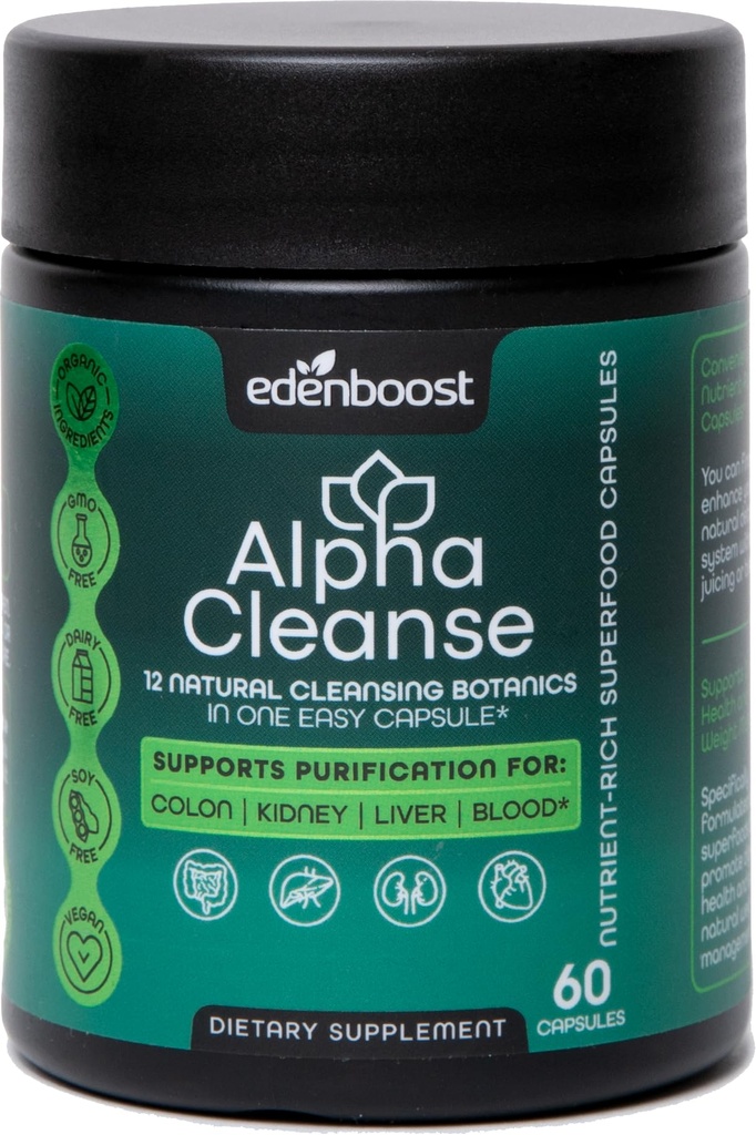 EdenBoost AlphaCleanse ← Advanced 12-in-1 Liver Health " Detox Support ← Superfoods orgánicos Blend with Milk Thistle, Spirulina, Ginger " Turmeric for Liver Protection " Digestive Health