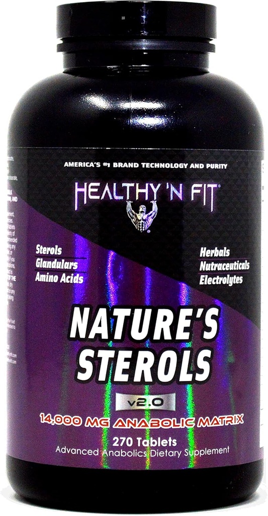 Saludable 'N Fit Nature's Sterols 270 tabletas - Glandulares con Aminoácidos, Herbs, Energía sin Estimismo y Electrolitos.