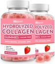 Collagen Gummies gratis de azúcar para mujeres, Collagen Protein Tipo I,II,III,V,X con Biotina Vitamina C D B12, Hidrolyzed Collagen Peptides Gummies for Immune Digestion Skin Hair Nails Energy Bone