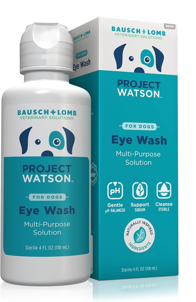 Proyecto Watson Eye Wash for Dogs, Ayuda a eliminar las estacas de lana " Apoyo a la salud de los ojos, suave pH fórmula equilibrada para ayudar a reducir el riesgo de infección, fragancia libre, 4 Fl Oz