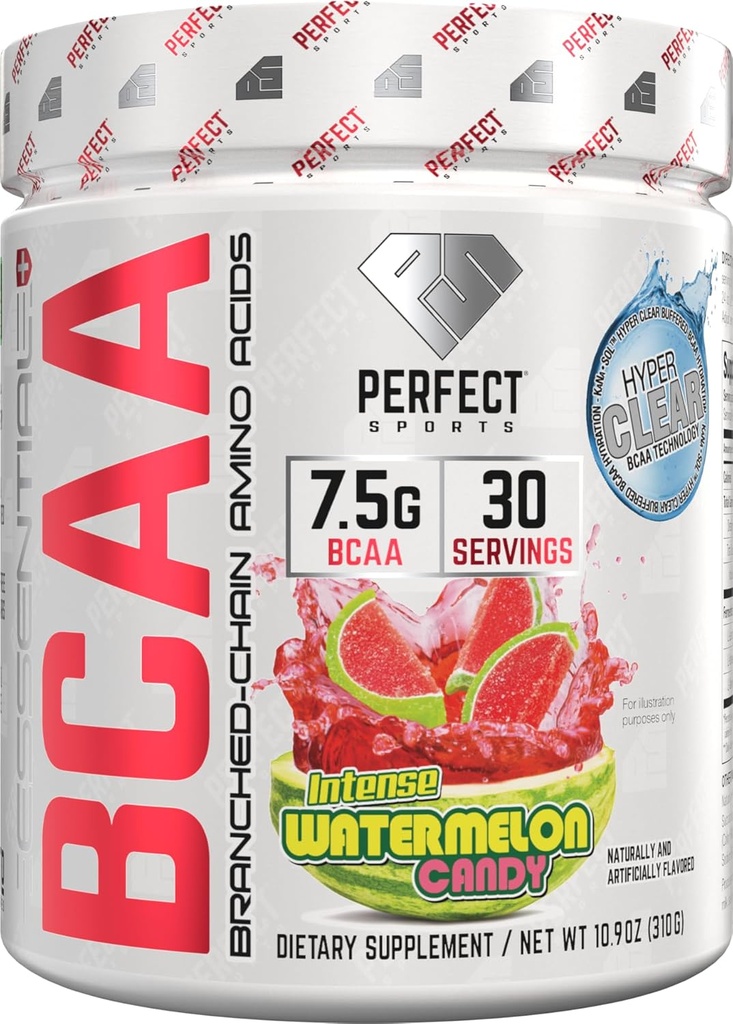 PERFECTOS EMPRESAS BCAA Esencial Hyper Clear TENER KaNa-SolTM Technology TEN 7.5g Vegan BCAAs TENIDO Cero Azúcares, Carboras o Calories ANTE 30 Servimientos (Watermelon Candy)