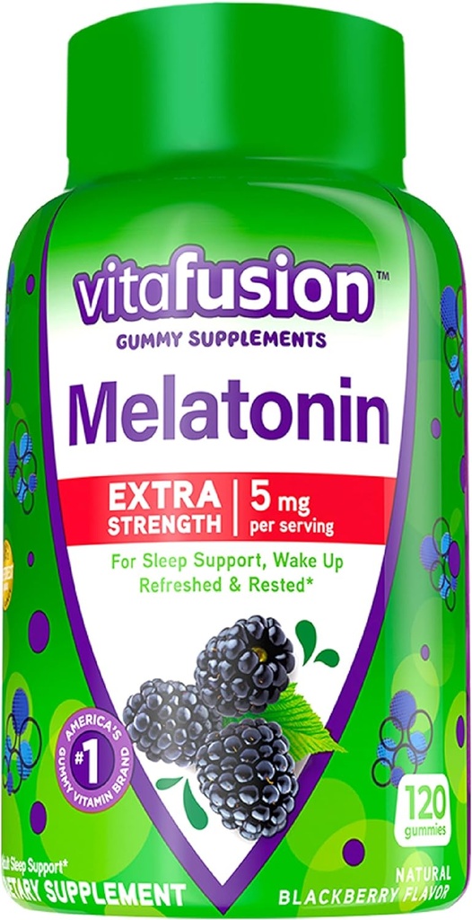 Vitafusion Fiber Well Fit Gummies, 90 Conde y Extra Strength Melatonin Gummies, 120 Conde Bundle