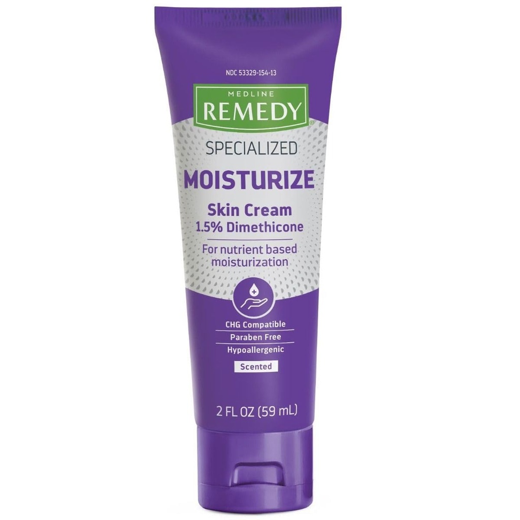 Medline Remedy Specialized Skin Cream (2 oz Tube), Scented, 1,5% Dimethicone, Nourishing Moisturizer for Dry Skin, Sulfate-Free, Paraben-Free, Hypoallergenic Body Cream, Daily Lotion for Dry Skin