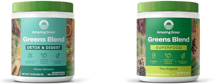 Increíble Grass Greens Blend Detox " Digest: Smoothie Mix, Cleanse " Greens Blend Superfood: Super Greens Powder Smoothie Mix for Boost Energy