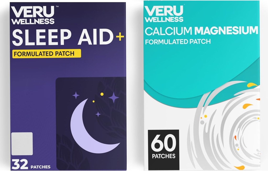 Veru Wellness Duo Lifestyle Patches - Melatonin, Magnesium - Self Adhesive Time Release Topical Patch, 8-10 Horas (32 Day Supply)