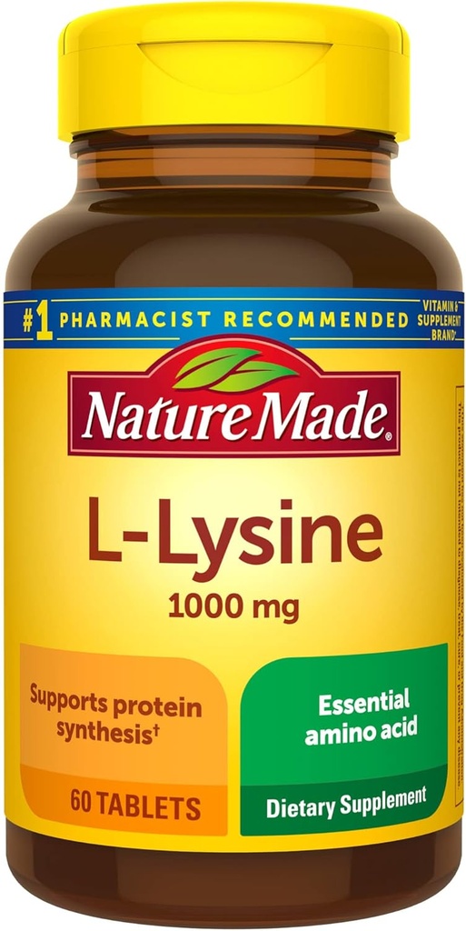 Nature Made L-Lysine 1000 mg, Suplemento dietético, 60 Tabletas, 60 Day Supply