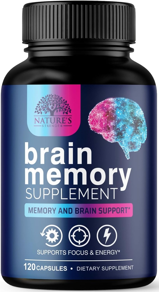 Plantillas de suplemento de memoria cerebral - 3X Nootropía de fuerza para la concentración, claridad y apoyo en foco - Vitaminas cognitivas de salud cerebral con Bacopa, fosfatilserina " DMAE, brote cerebral - 120 cápsulas