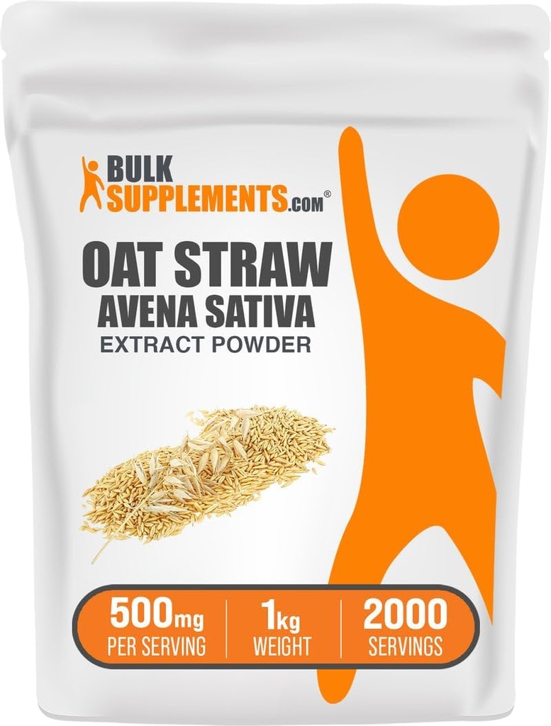 BulkSupplements.com Extract Powder de avena - Avena Sativa, Oat Straw Supplements - Herbal Supplement, Gluten Free, 500mg por Serving, 1kg (2.2 lbs) (Pack of 1)