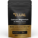 Calcio LUAL, Magnesio, Zinc &amp; Vitamina D3 Calcio, Magnesio &amp; Zinc Plus Vitamina D3 Caplets Suplemento dietético, 250 Cuenta