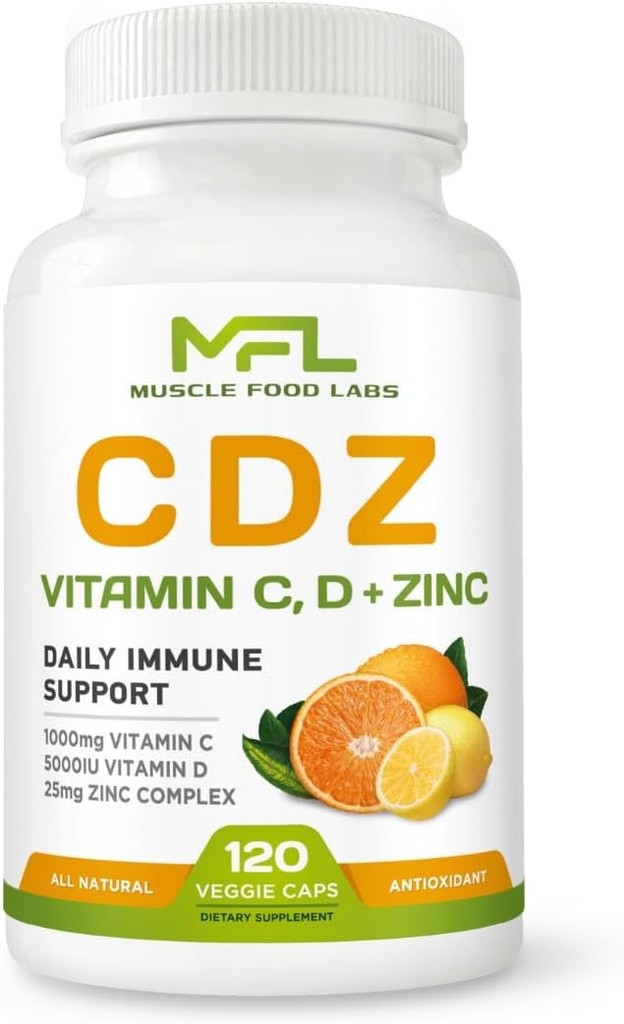 TENIDO C D Z TENIDO Vitamina C, 1000mg TENIDO Vitamina D3, 125mcg TENIDO Zinc, 25mg ANTERITO NO GMO &amp; Gluten Gratis TEN 120 Capsules Vegetarianos ANTE 120 Servimientos