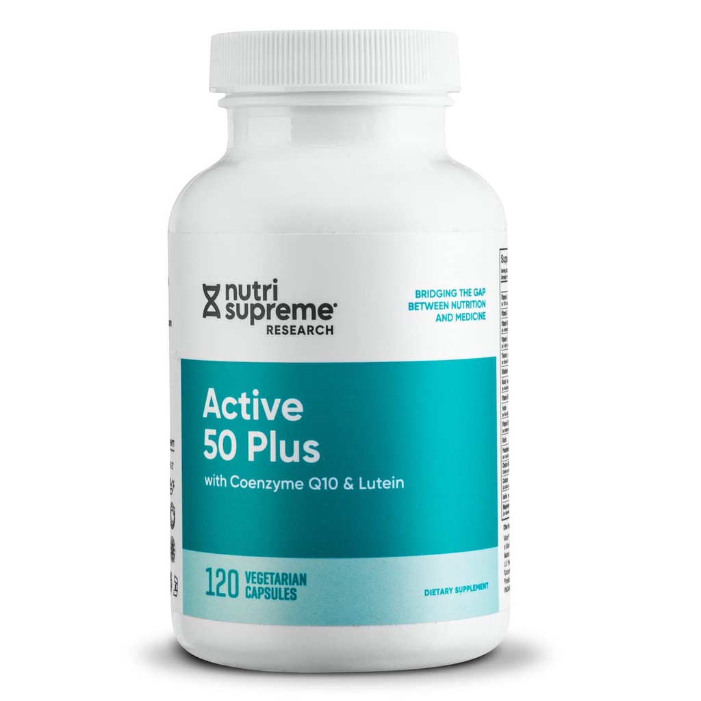 Nutri Supreme Active 50 Plus, CoQ10, Lutein, ALA, and Turmeric, Advanced Formula for Healthy Aging and Vitality, 120 Vegetable Capsules