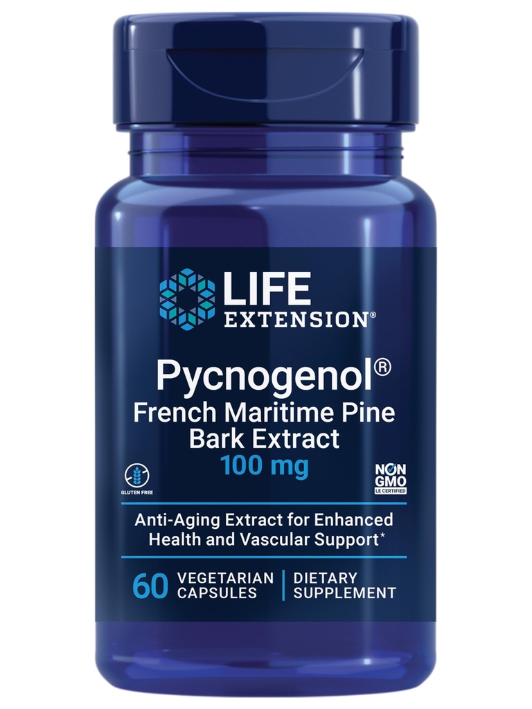 Life Extension Pycnogenol – French Maritime Pine Bark Extract – Scientifically Studied Healthy Aging & Vascular Health Supplement – Non-GMO, Gluten-Free, Vegetarian – 60 Capsules
