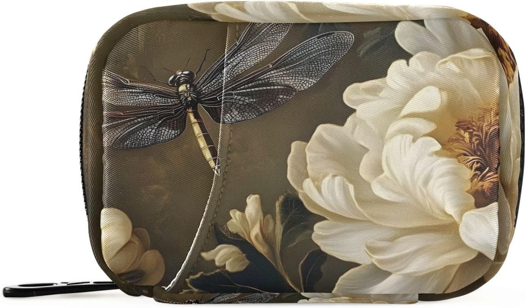 Floral Dragonfly Pill caja para viajes, organizador semanal de píldoras portátiles suplemento Holder