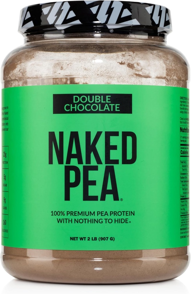 NAKED Pea - Double Chocolate Protein from US &amp; Canadian Farms, Organic Cocoa, Organic Coconut Sugar - No GMO, No Soy y Gluten Gratis, Aid Growth and Recovery - 21 Servings