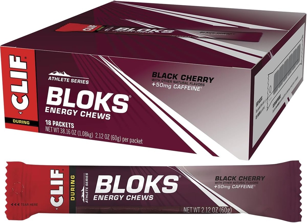 Clif Shot Bloks, Black Cherry, 2.12 oz (Pack of 18)