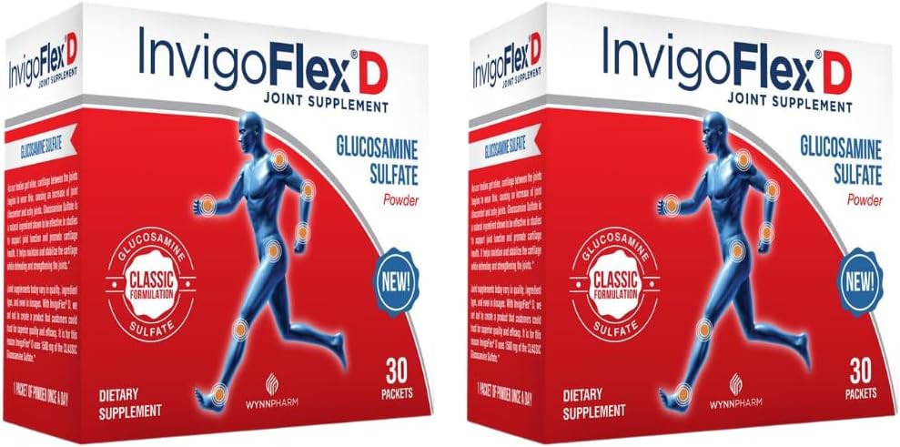 INVIGOFLEX 1500mg de Glucosamine Sulfate Powder ( Formulación Clásica) - Suplemento Conjunto Premium para rodillas, manos, espalda y apoyo de cadera D: Sulfato de Glucosamina, Packets - 60 Packets