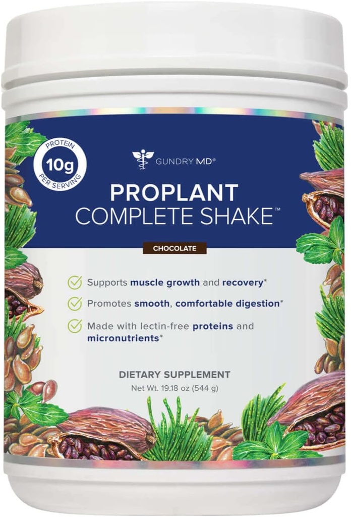 Gundry MD® Pro Plant Complete ShakeTM High-Fiber Plant Protein Blend, 20 Servings (Chocolate)