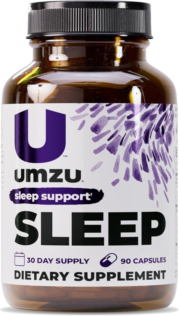 UMZU Magnesium Sleep Support Supplements with GABA and L-Theanine, Complete Body Relaxation and Mood Support, Non-Melatonin Formula - 180 Capsules