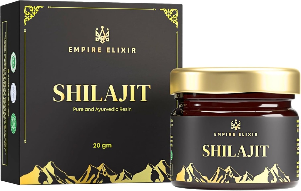 Shilajit Resin Puro Himalayan 20g Jar - por Empire Elixir High Potency Gold Grade for Men &amp; Women ← Natural Mineral Supplement TEN Energy Boost & Immune Support, 75% Fulvic Acid