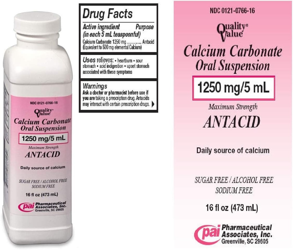 Calcio Carbonato Suspensión Oral 1250mg/5 ml - 16 Oz.