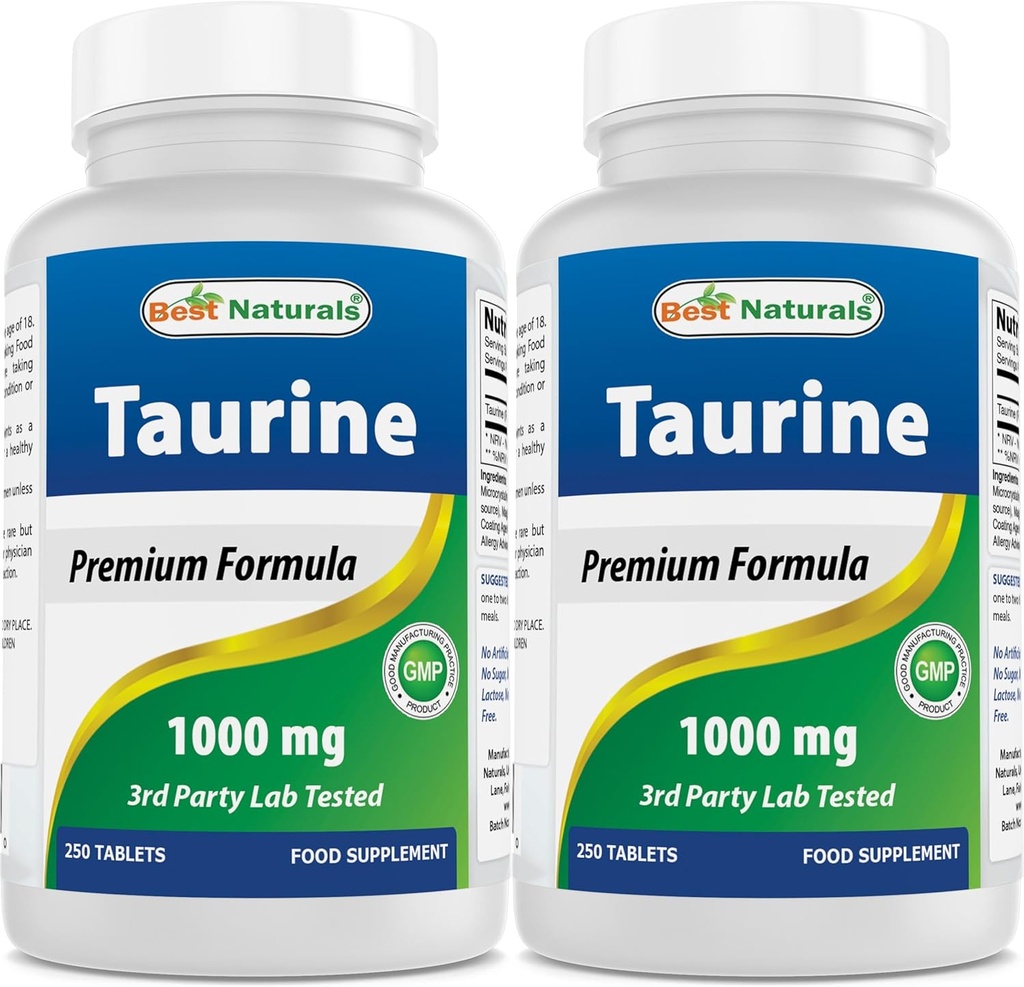 Mejores Naturales Taurine 1000 mg 250 Tabletas (250 Cuenta (Pack de 2))
