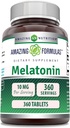 Amazing Fórmulas Melatonin Suplemento Silencio 10 Mg per Serving TEN 360 Tablets ← No Gluten-Free TEN Made in USA