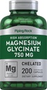Piping Rock Magnesium Glycinate Capsules Silencio 750mg Silencio 200 Conde Silencio Alta Absorción Silencio Chelated Silencio No GMO y Gluten Suplemento Libre