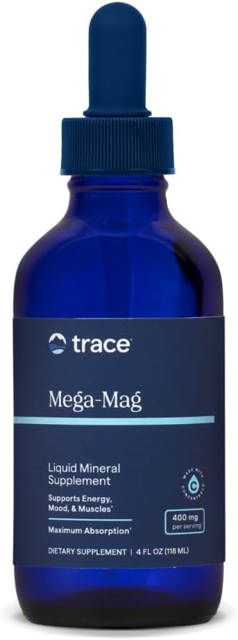 Trace Minerals Mega-Mag - Suplemento de Magnesio Líquido para Vitality & Energy Support - Muscle, Bone & Nerve Health - Natural Daily Drops - Non-GMO, Vegan &amp; Gluten-Free - 4 fl oz (30 Servings)