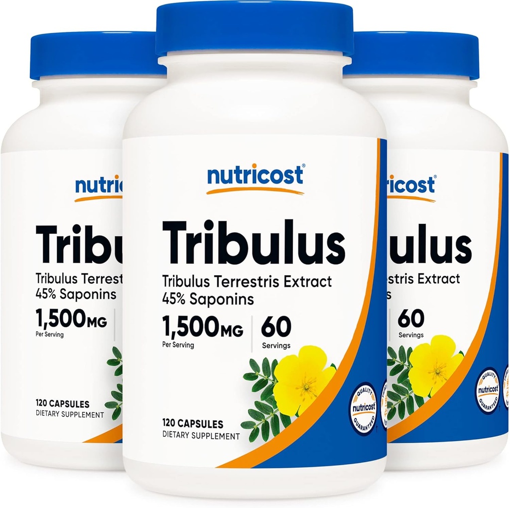 Nutricost Tribulus Terrestris Extracto 750mg, 120 Capsules (3 Botellas)