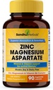 SANDHUHERBALS Zinc Magnesium Aspartate Suplemento 90 cápsulas sometidas con vitamina B6 " Zinc  sometida High Absorption, Sleep and Immune Support  durable for Men &amp; Women