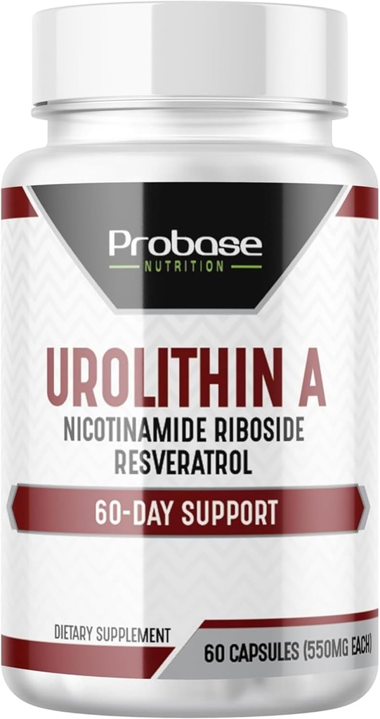 Probase Nutrition Urolithin A - [60-Day Supply] - with Added NR and Resveratrol - Alternative to NMN, NAD, CoQ10, PQQQ para el envejecimiento saludable