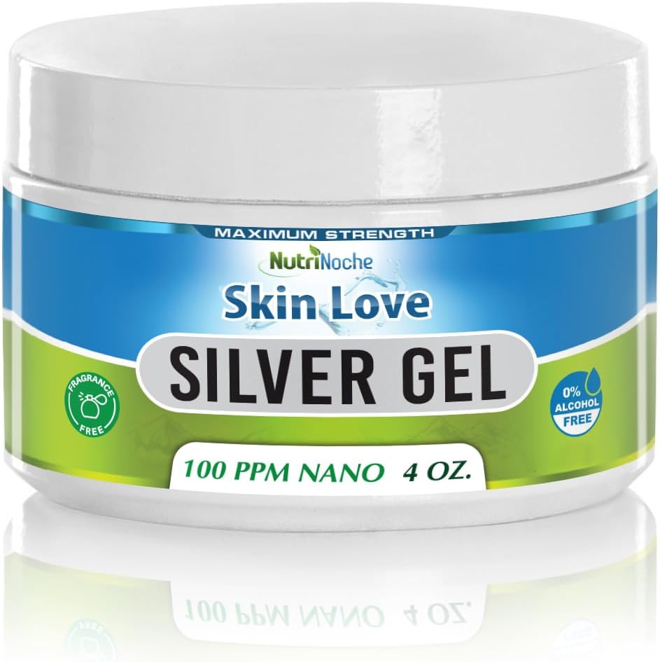Nutrinoche Nano Silver Gel - Advanced Colloidal Silver Skin Cream - Wound Care " First Aid Gel Soothing Topical Ointment for Burns, Razor Burn and Sunburn Irritations - Unscented 4 Oz Jar