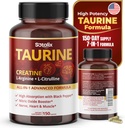 Taurina con Cretina, L-Arginina, L-Citrulline Alta Absorción con Nitric Oxide Booster Negro, Muscle USA Hecho " Tested (150 Conde (Pack of 1))