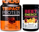 Nutrology Beet Natural O2, Pre Workout Powder, Passion Fruit Flavor (30 Servings) TRIPACT Protein Powder, 7-in-1 Meal Replacement Shake, Creamy Chocolate Flavor (20 Servings)